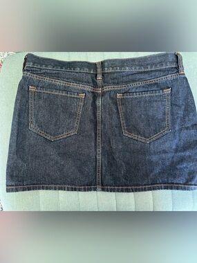 Old Navy Dark Indigo Denim Skirt with Contrast Stitching